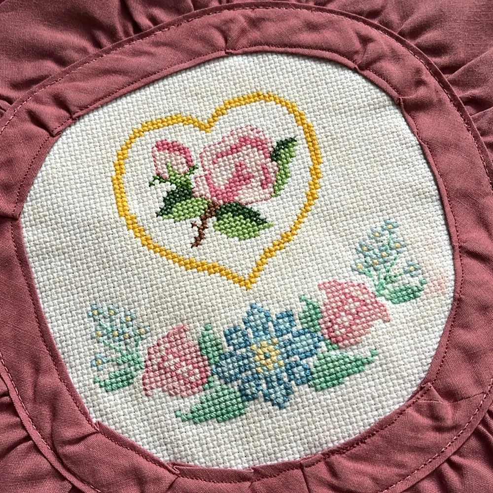 Hand stitched throw pillow pilllow case country kitsch cottage cottagecore